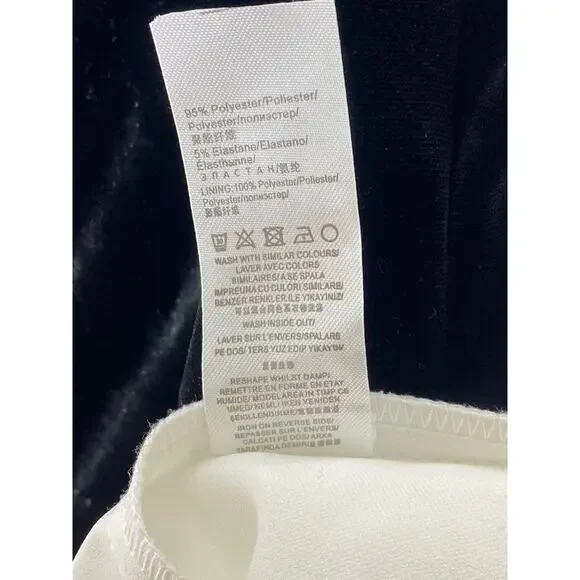 EXTRO & VERT Women's Black-White Velvet Corset Contrast Pleated Mini Dress SZ 8 - Picture 10 of 12